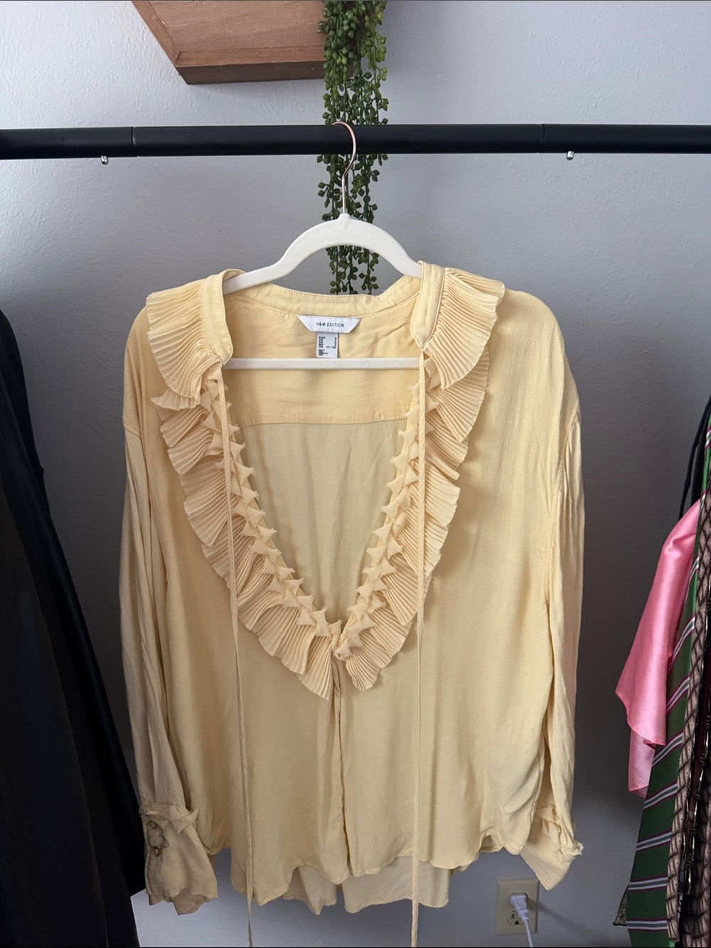 H&M Edition Butter Yellow Ruffle V-Neck Blouse